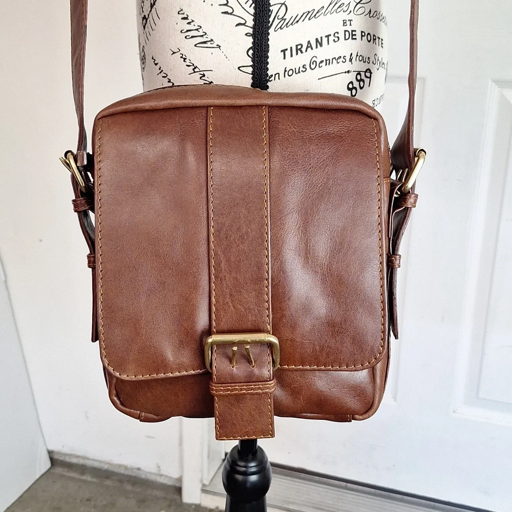 Hide Sign Leather Crossbody Messenger Bag